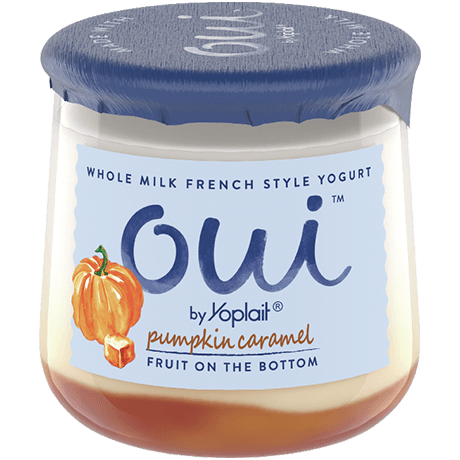 Oui by Yoplait Pumpkin Caramel French Style Yogurt, 5 oz., front of product.